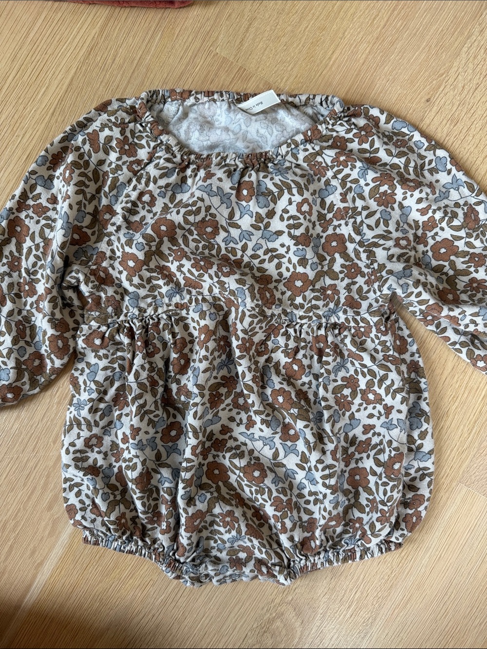 Fall Floral Bubble Romper - Brown & Cream